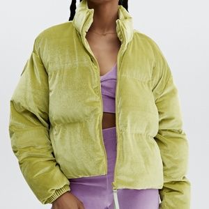 Wander Velour Cropped Puffer Jacket - Golden Leaf